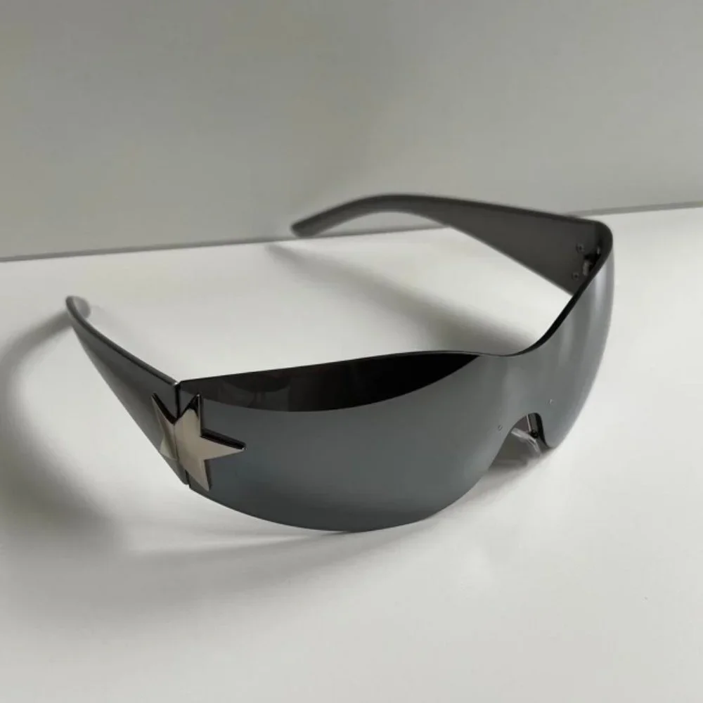 Y2K 2000s vintage style silver gray frameless star women's sunglasses